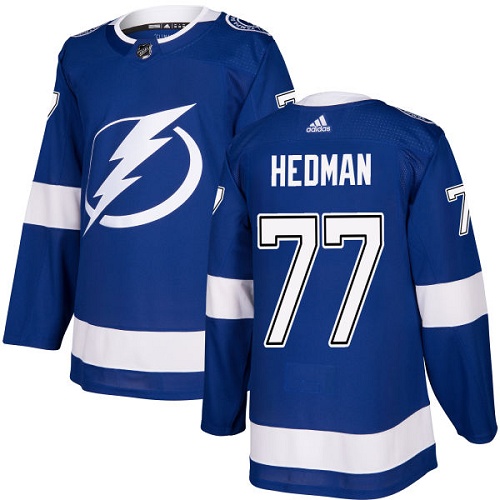 Adidas Lightning #77 Victor Hedman Blue Home Authentic Stitched NHL Jersey - Click Image to Close